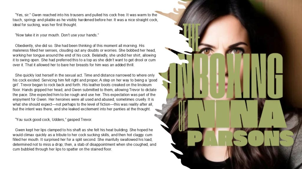 Gwen's sexual journey begins in the eBook - The Unboxing of Nina Parsons